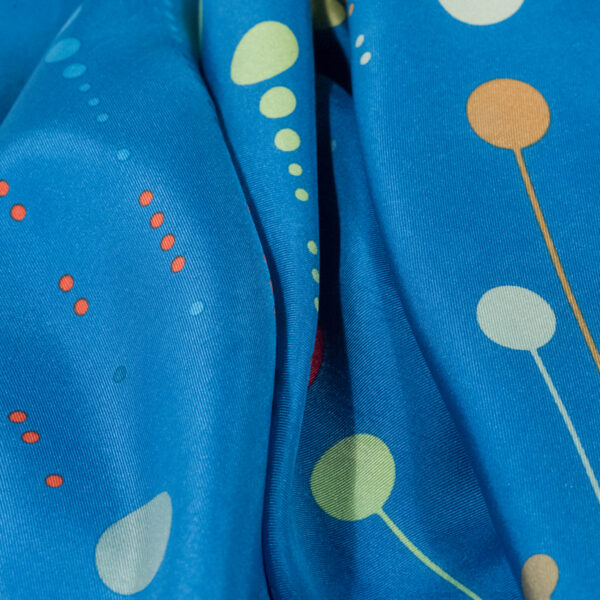 Seide Twill Foulard Espace Du Monde in den Farben Cap Anamour Blau Rot Gelb Orange